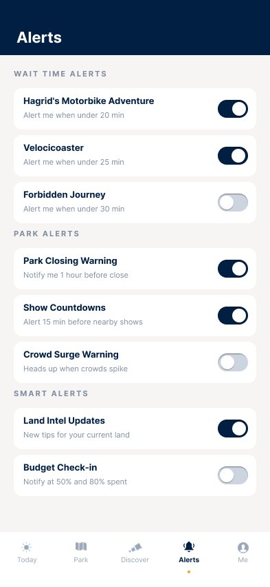 Alerts settings with animated toggles