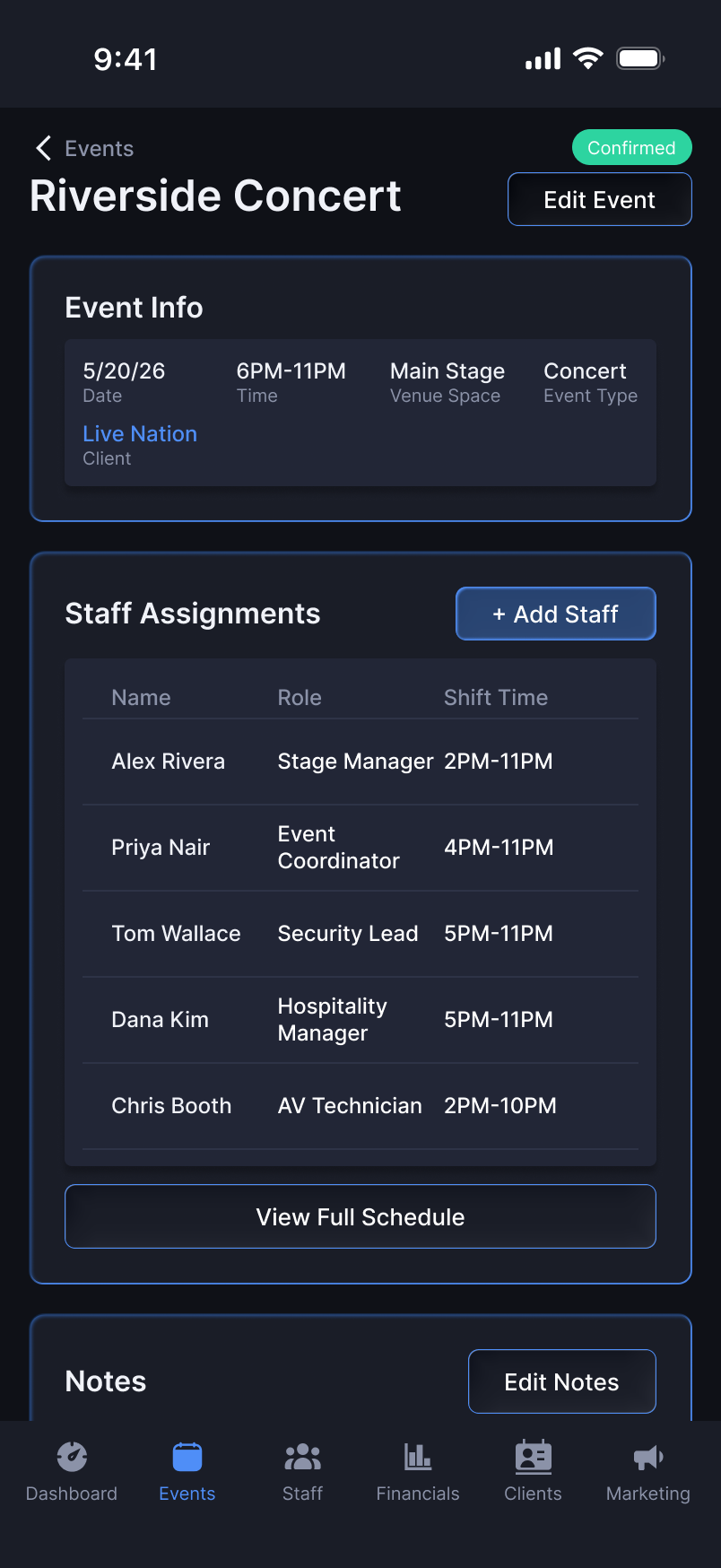 Mobile Event Detail