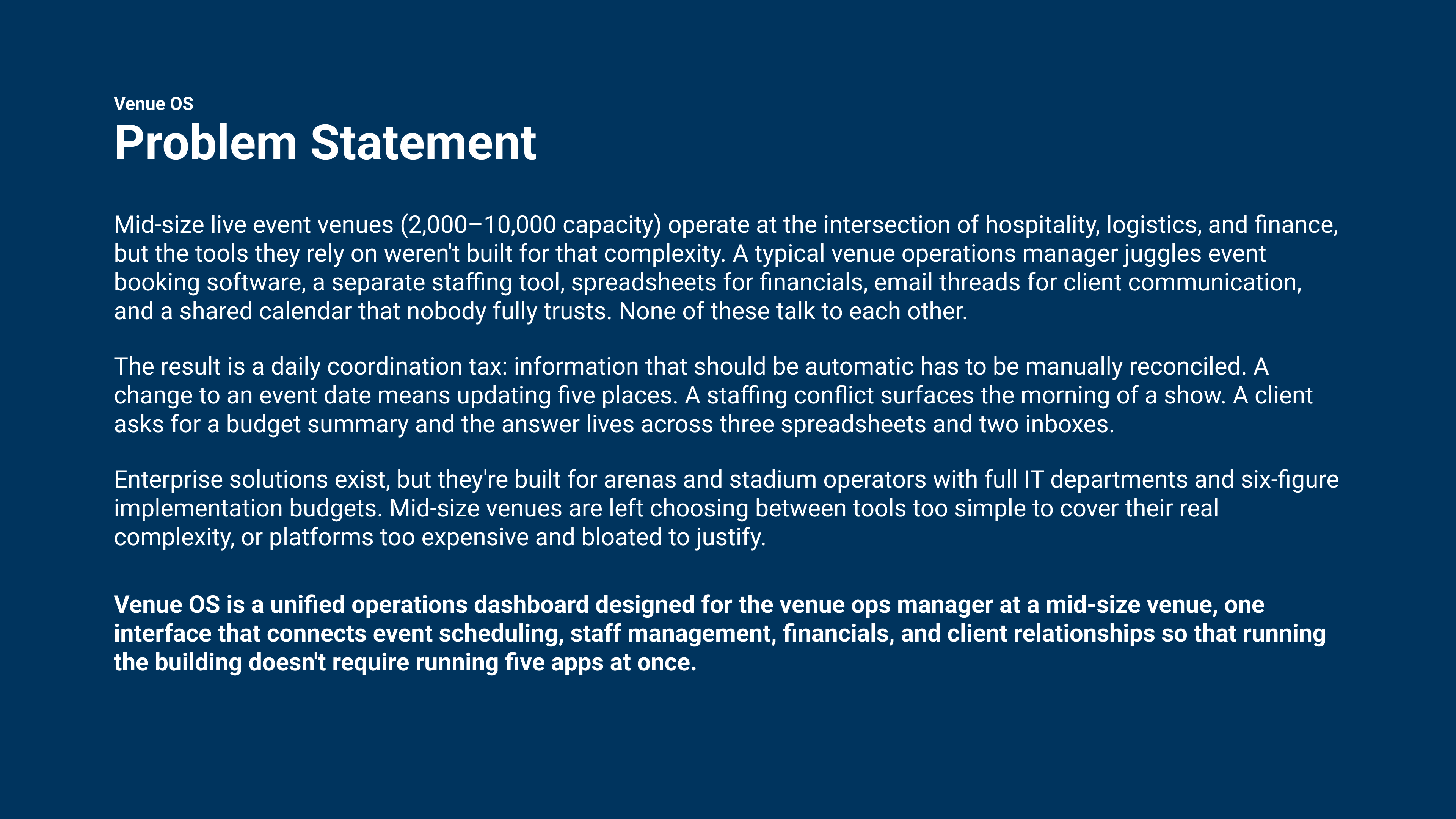 Venue OS Problem Statement